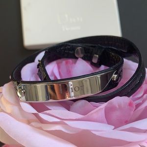 Dior beauty black leather wrap around bracelet